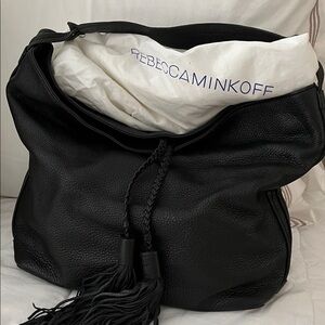 Rebecca Minkoff Black Leather Braided Tassel Hobo